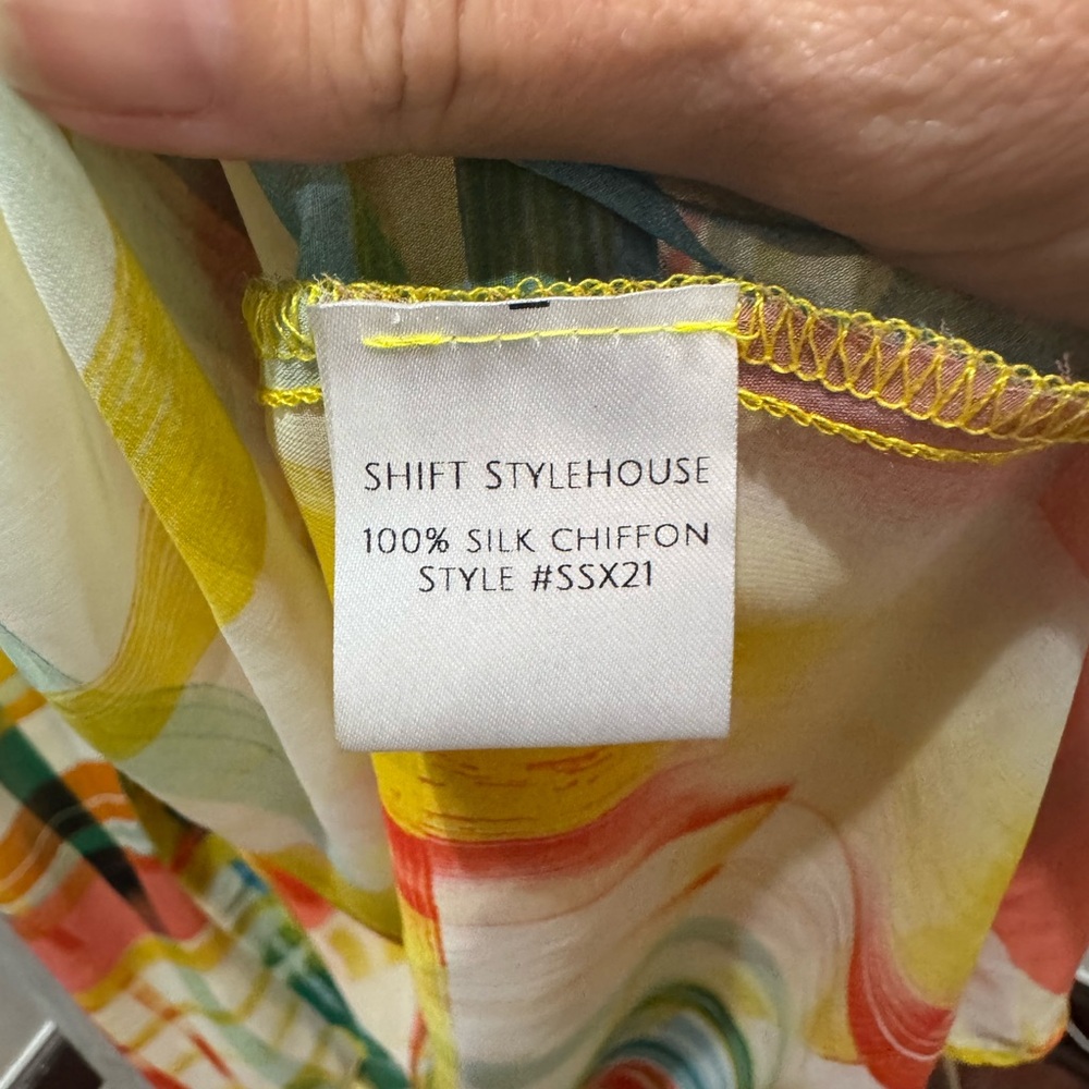 Lightweight Abstract Print Long Kimono Robe - Yellow Multi - Picture 5 of 7